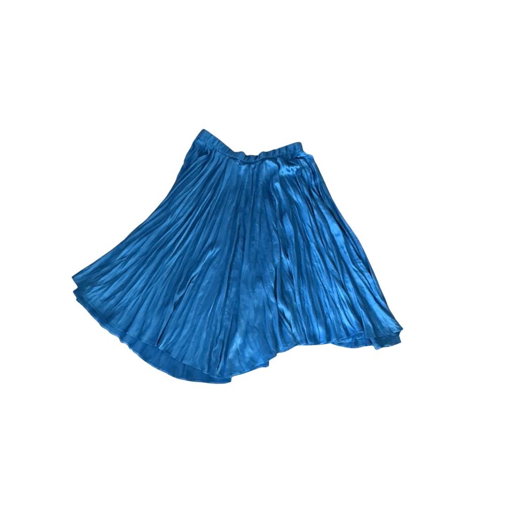 J.Jill Cobalt Blue Accordion Pleated Satin Midi Skirt M - Picture 4 of 7